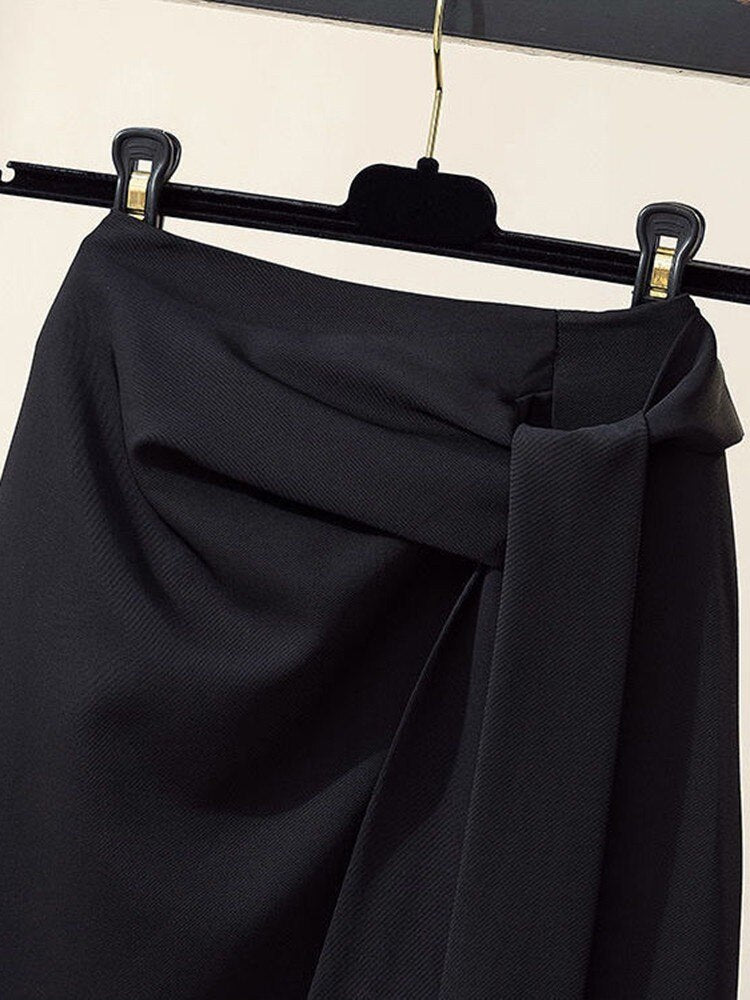 High Waist Split Women Summer Office Lady All-match Irregular Hip Wrap Skirts