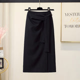 High Waist Split Women Summer Office Lady All-match Irregular Hip Wrap Skirts