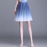 Retro Tulle Women Summer Korean Skirt Streetwear Ladies Mesh Casual Ball Gown Saia Short Skirts