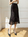High Waist Lace Women Summer Korean Style Vintage All-match Office Lady Elegant Long Skirt