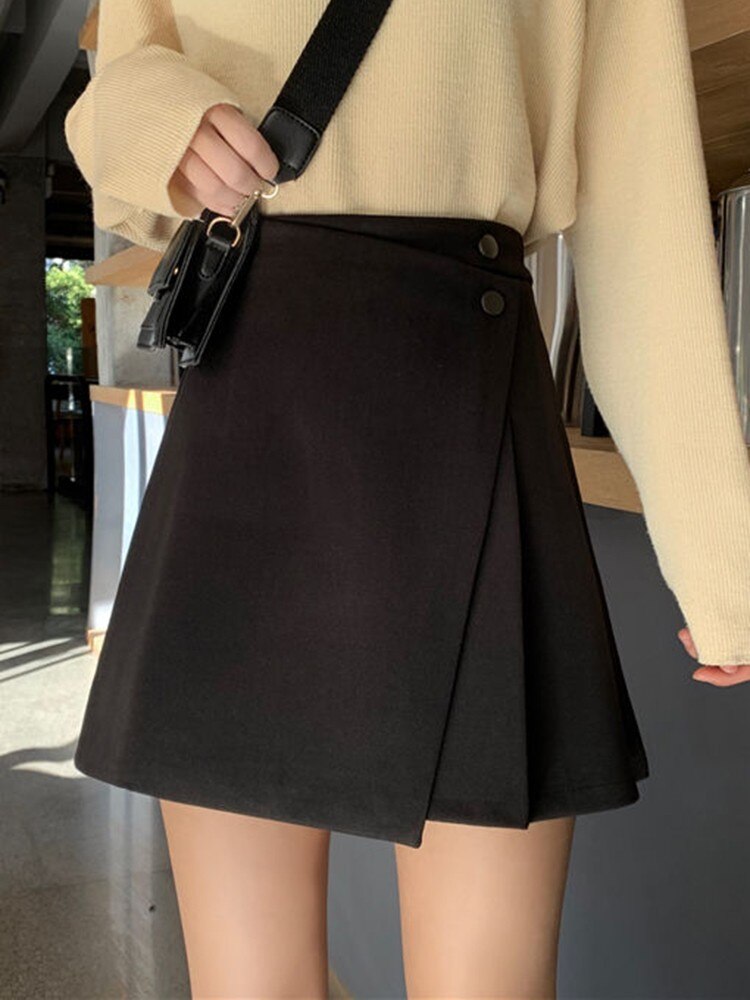 High Waist Casual Women Short Skirts Summer Black All-match Irregular A-line Mini Skirt