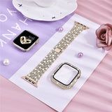 Women Diamond Case + Strap for Apple Watch Band 7 6 41mm 45mm 40mm 44mm Metal Bracelet for iWatch Series 7 SE 3 Jewelry Cover