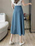High Waist Long Women Spring Korean Style Solid Color All-match Ladies Elegant A-line Skirts