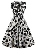 Black White 1950s Belted Pendulum Dress