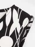 Black White 1950s Belted Pendulum Dress