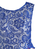 Blue 1950s Lace Floral Patchwork Dress