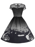 1950s Halloween Print Mesh Dress
