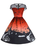 1950s Halloween Print Mesh Dress