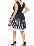 Black 1950s Plus Size Octopus Dress