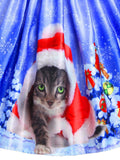 Blue 1950s Christmas Cat Dress