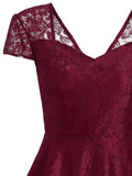 1950s Floral Lace Swing V Collar Dress