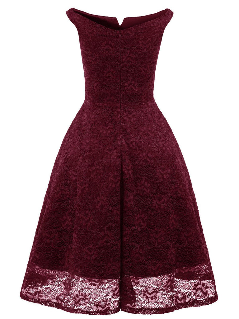 1950s Lace Floral Swing Dress