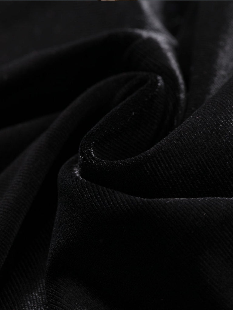 1950s Velvet Solid Pleated Dress