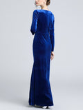 1950s Velvet Solid Wrap Dress