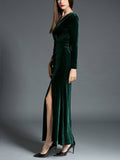 1950s Velvet Solid Wrap Dress