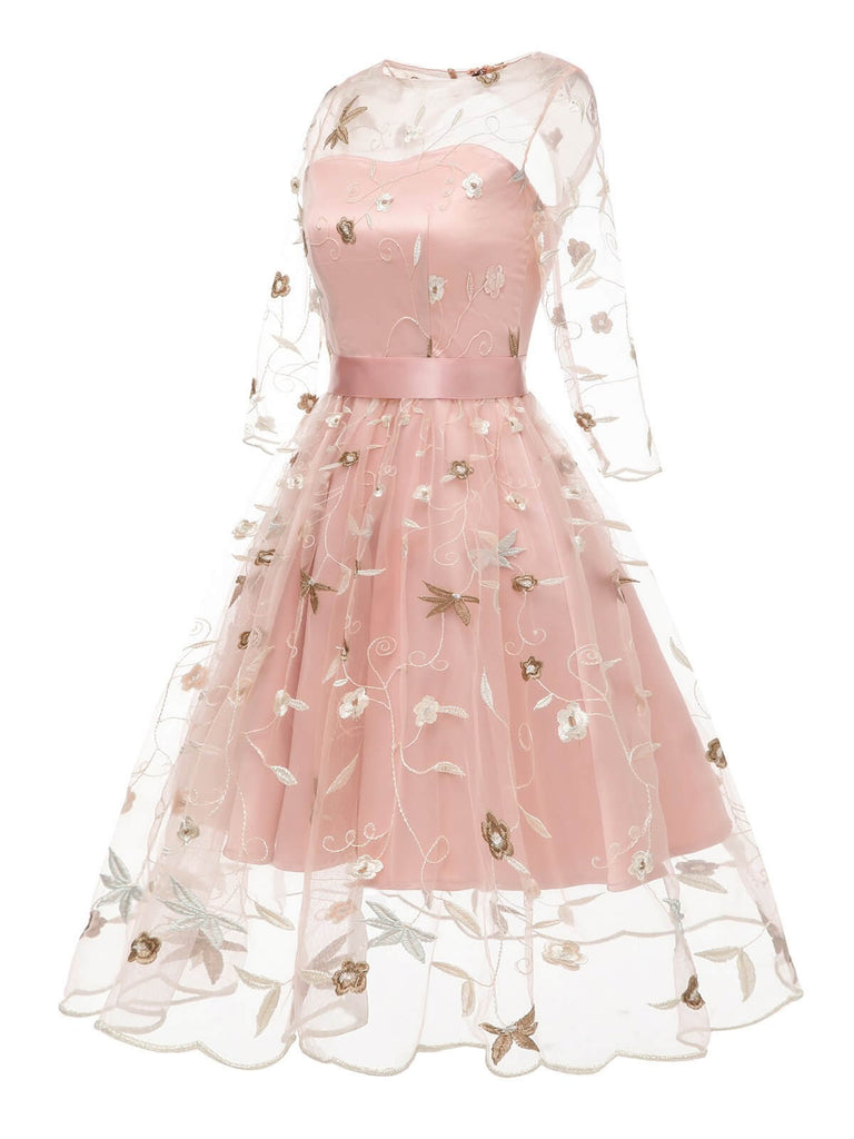2PCS Top Seller Pink 1950s Dress & White Petticoat