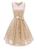 1950s Lace Floral Bow Dress