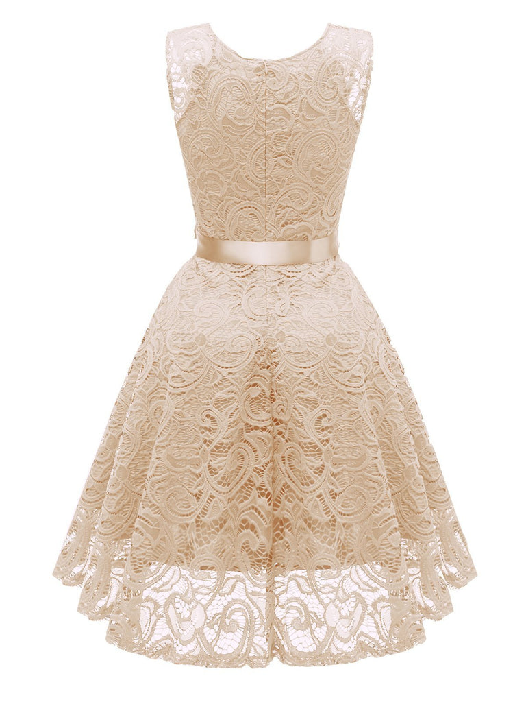 1950s Lace Floral Bow Dress
