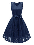 1950s Lace Floral Bow Dress