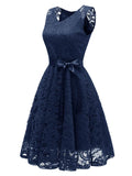 Special 1950s Lace Floral Bow Dress