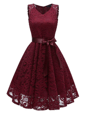 1950s Lace Floral Bow Dress