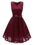 1950s Lace Floral Bow Dress