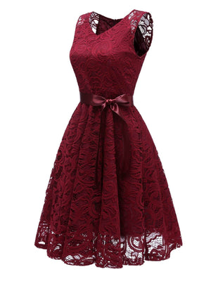 1950s Lace Floral Bow Dress
