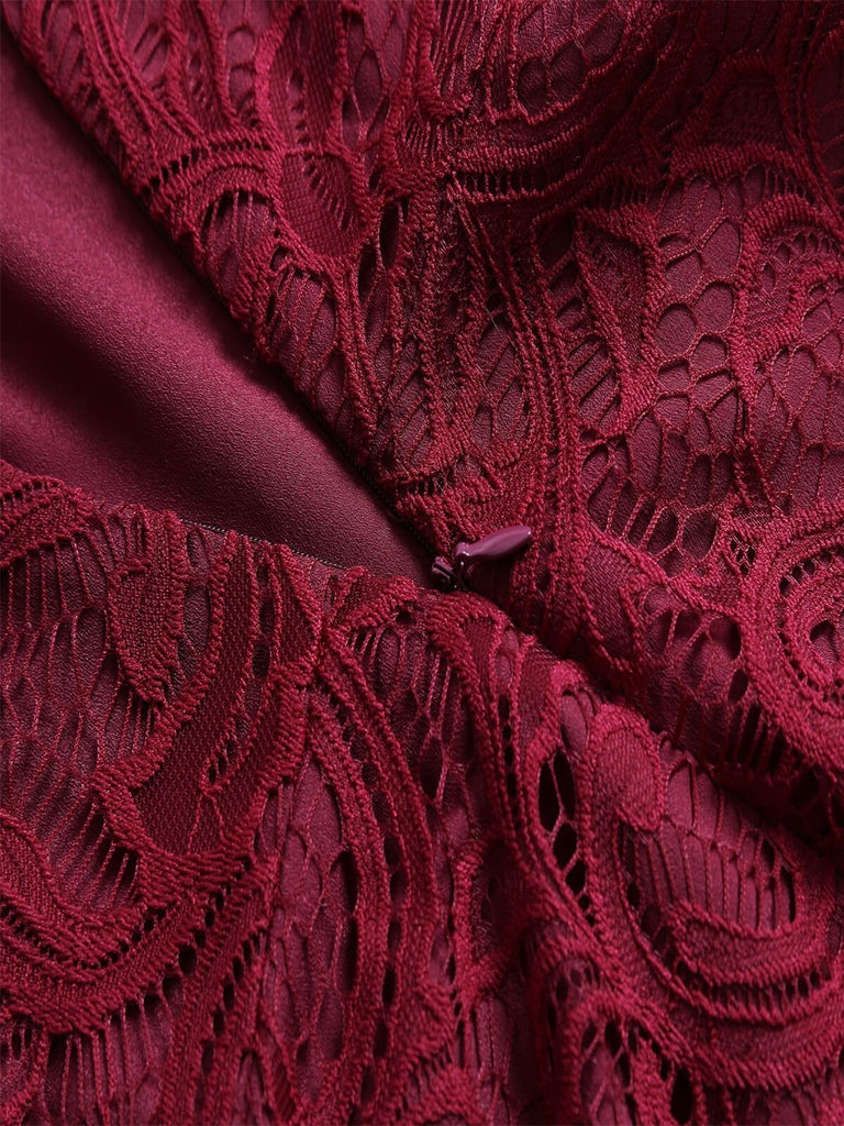 Special 1950s Lace Floral Bow Dress