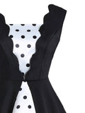 Black 1950s Polka Dot Patchwork Dress