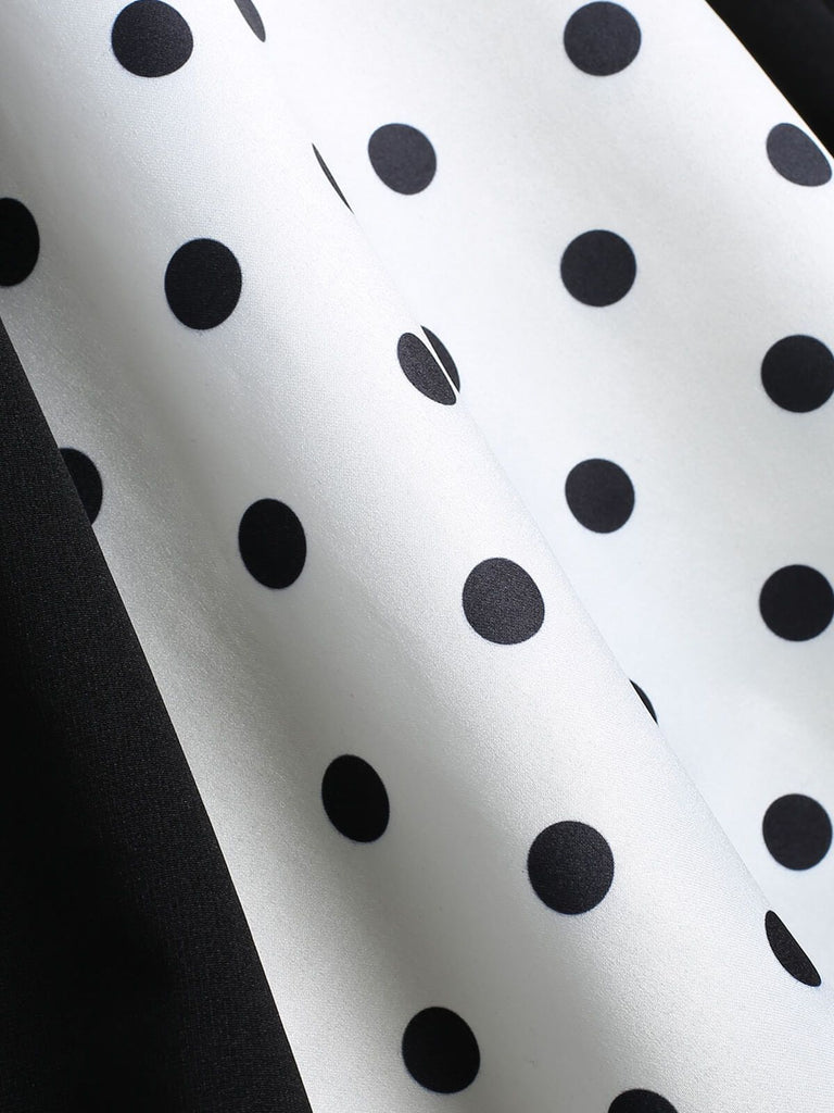 Black 1950s Polka Dot Patchwork Dress