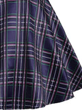 Dark Blue 1950s Plaid Patchwork Dress