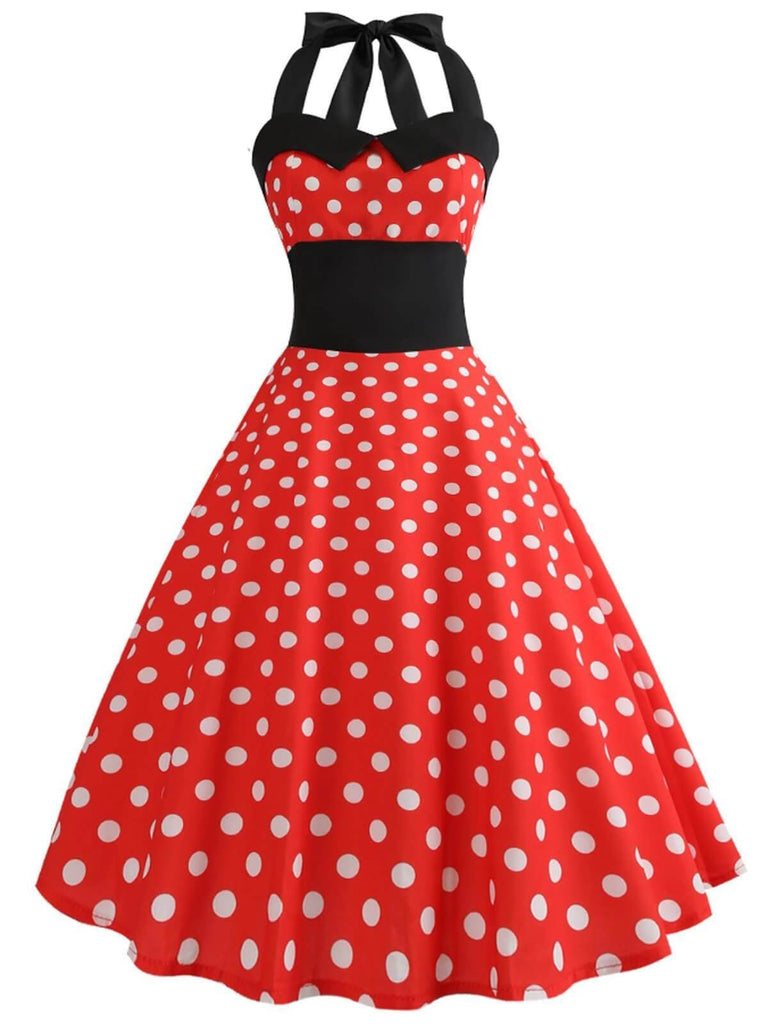 Special Red 1950s Polka Dot Bow Dress
