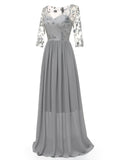 1950s Lace Embroidery Chiffon Maxi Dress