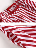 2PCS 1950s White Tops And Striped Skirt Set