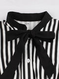 Black 1940s Stripe Bow Dress