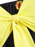 2PCS Front Knot Cardigan Sunflower Strap Dress