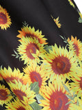 2PCS Front Knot Cardigan Sunflower Strap Dress