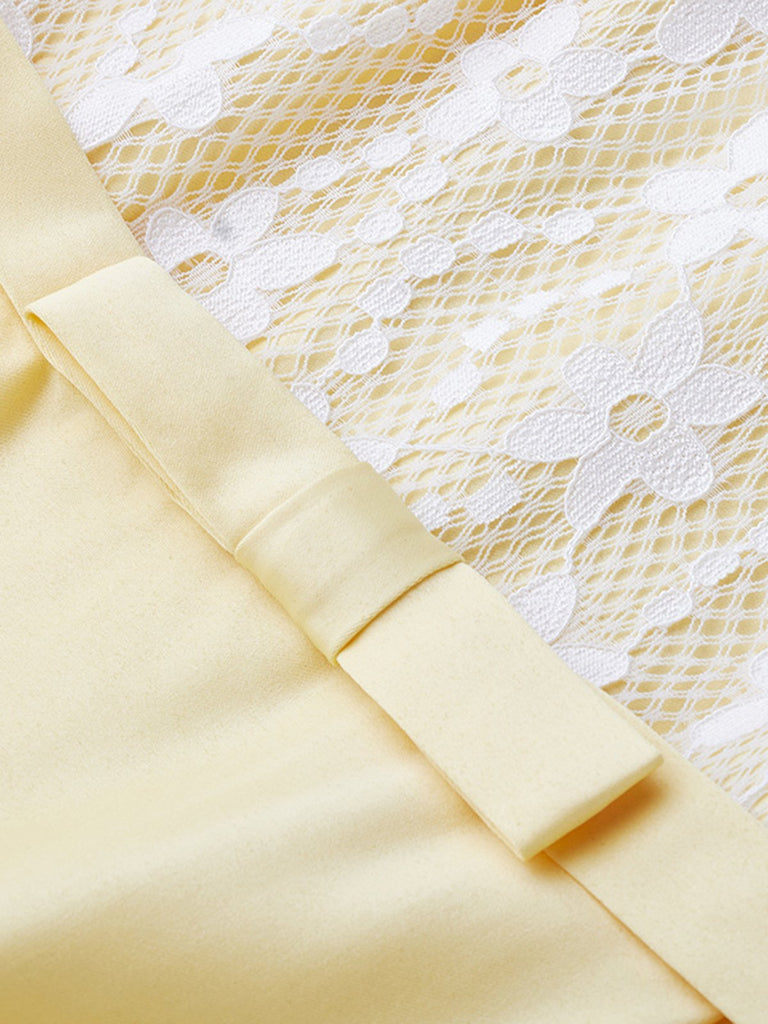 Yellow 1950s Stain Lace Strap Dress