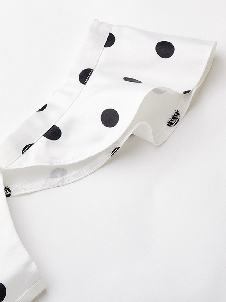 White 1950s Sweetheart Polka Dot Dress