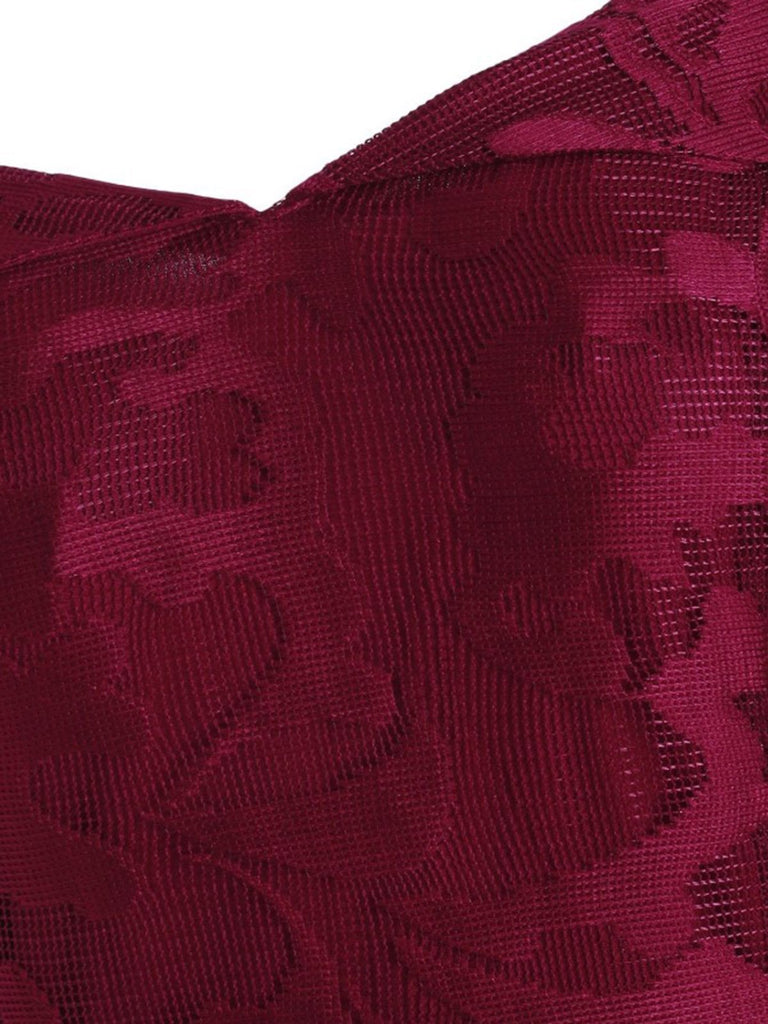 Wine Red 1950s Off Shoulder High-Low Dress