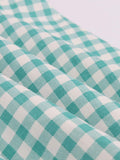 Cotton 1950s Green Plaid Bow Pockets Dress