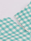 Cotton 1950s Green Plaid Bow Pockets Dress