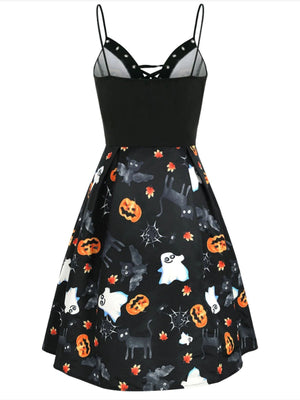 Black 1950s Halloween Pumpkin Dress