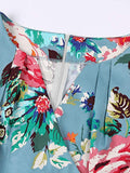 Blue 1950s Floral Bow Swing Dress