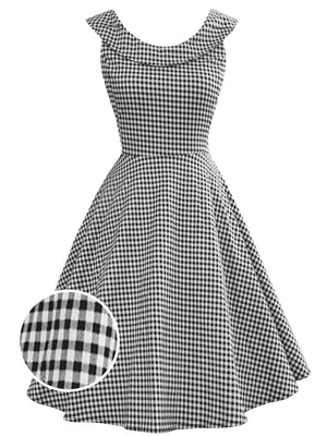Gray 1950s Plaid Swing Dress