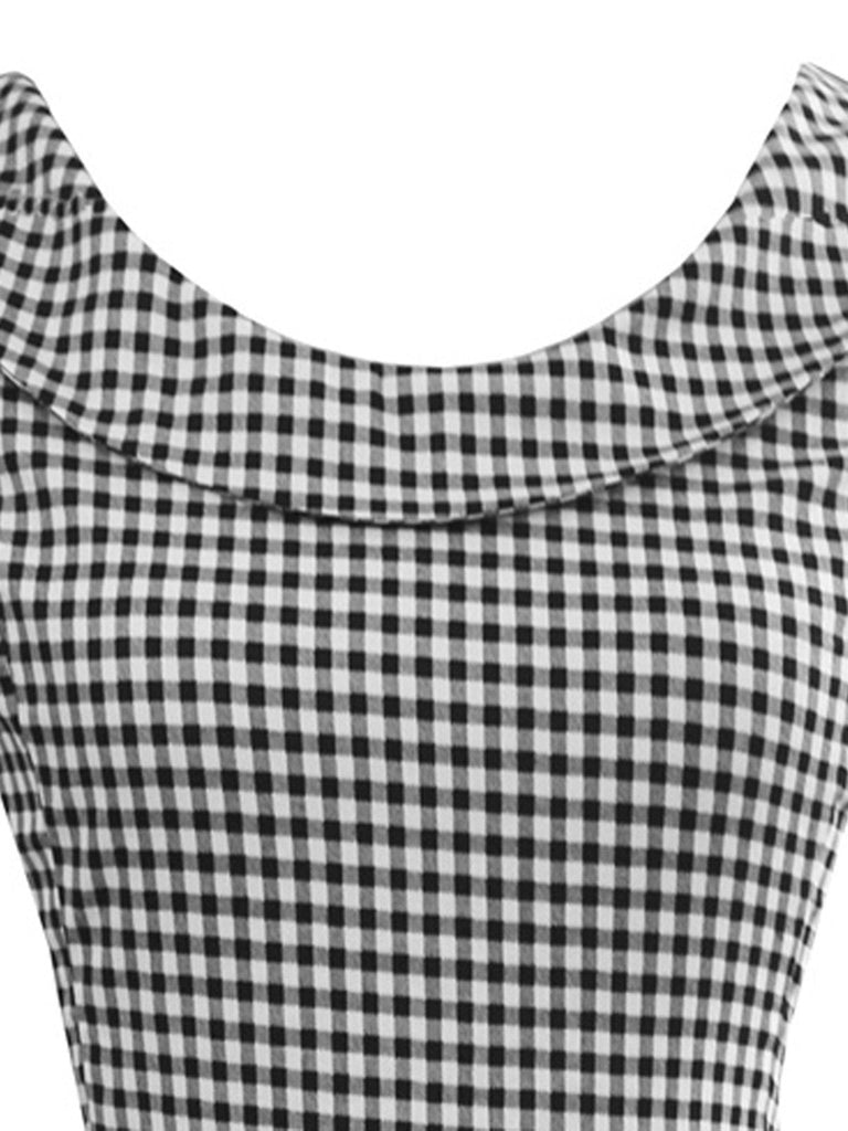Gray 1950s Plaid Swing Dress