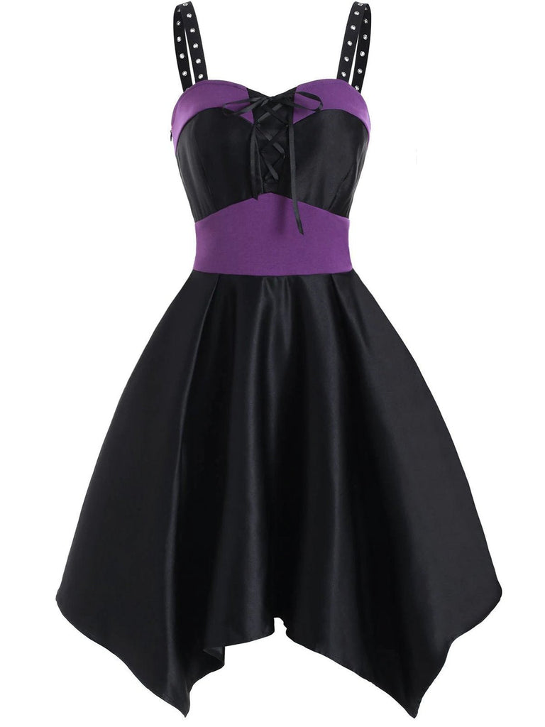 Black 1950s Gothic Asymmetrical Dress