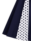 Blue 1950s Polka Dot Patchwork Swing Dress