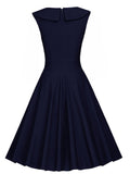 Blue 1950s Polka Dot Patchwork Swing Dress