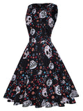 Black 1950s Halloween Skull Dress